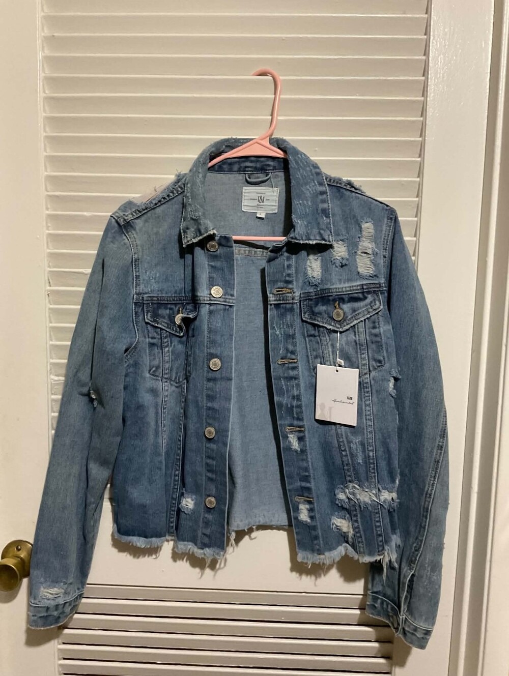 Woman Distressed Denim Jacket - Blue